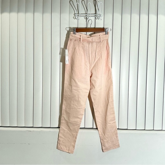 Aqua Womens Linen High Rise Straight Leg Pants - Picture 2 of 3